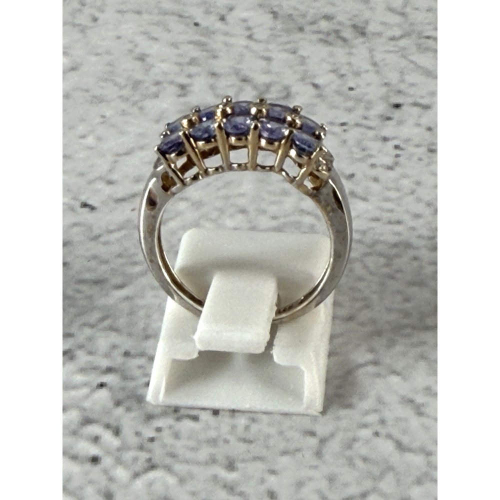 14k White Gold Purple Glass with Diamonds Ring size 5 - Picture 4 of 10